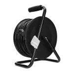 Przedłużacz bębnowy, 4 gniazda 2P+Z (Schuko), kabel PVC H05VV-F 3x1.5mm2, długość - 50m, Termik, Przesłony torów prądowych.