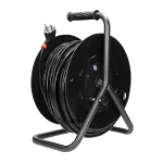 Przedłużacz bębnowy, 4 gniazda 2P+Z (Schuko), kabel PVC H05VV-F 3x1,5mm2, długość - 50m, STAŁE GNIAZDA, termik, przesłony torów prądowych.