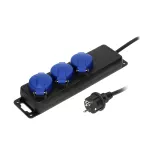 Przedłużacz warsztatowy bryzgoszczelny IP44, 3 gniazda 2P+Z (Schuko) IP44, przewód gumowy, H05RR-F 3x1,5mm2, długość 3m