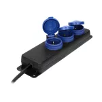 Przedłużacz warsztatowy bryzgoszczelny IP44, 3 gniazda 2P+Z (Schuko) IP44, przewód gumowy, H05RR-F 3x1,5mm2, długość 3m