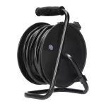 Przedłużacz bębnowy MINI, 4 gniazda 2P+Z (Schuko), metalowy stojak, polwinit H05VV-F 3x1mm2 - 15m