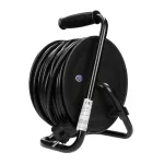 Przedłużacz bębnowy MINI, 4 gniazda 2P+Z (Schuko), metalowy stojak, polwinit H05VV-F 3x1.5mm2 - 15m