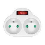 Rozgałęźnik 2x2P+Z z włącznikiem, biały