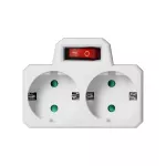 Rozgałęźnik 2x2P+Z (Schuko) z włącznikiem, biały