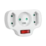 Rozgałęźnik 1x2P+Z, 2x2P/II z włącznikiem, biały