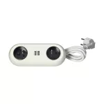 Gniazdo meblowe z uchwytem montażowym, ładowarką USB, 2 gniazda 2P+Z, 2xUSB (typ A, 2,4A), przewód 3x1,0mm2 - 1,4m, białe