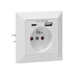 Gniazdo pojedyncze 2P+Z, USB-A + USB-C ,Wyjście 5VDC Max 2,8A