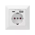 Gniazdo pojedyncze 2P+Z (Schuko), USB-A + USB-C, ,Wyjście 5VDC Max 2,8A