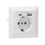 Gniazdo pojedyncze 2P+Z (Schuko), USB-A + USB-C, ,Wyjście 5VDC Max 2,8A