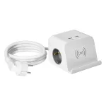 Listwa zasilająca nabiurkowa, ładowarką USB, śrubowym zaciskiem mocującym i przewodem 1,5m, 2x2P+Z (Schuko), 4xUSB, biały