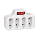 Rozgałęźnik 4x2P/II z włącznikiem, biały