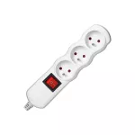 Rozgałęźnik wielogniazdowy 3x2P+Z z wyłącznikiem, biały