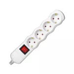 Rozgałęźnik wielogniazdowy 4x2P+Z z wyłącznikiem, Schuko, biały