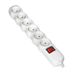 Rozgałęźnik wielogniazdowy 6x2P+Z z wyłącznikiem, Schuko, biały