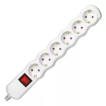 Rozgałęźnik wielogniazdowy 6x2P+Z z wyłącznikiem, Schuko, biały