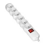 Rozgałęźnik wielogniazdowy 6x2P+Z z wyłącznikiem, biały