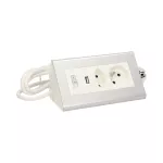 Przedłużacz biurkowy, 1 gniazdo 2P+Z, 1 gniazdo 2P/II, 1xUSB, wyłącznik ON/OFF, ładowarka USB, przewód 3x1mm2 - 1,5m