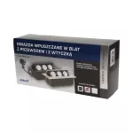 Gniazdo meblowe wpuszczane w blat z grubym rantem 3x2P+Z, przewód 1,5m 3x1,5mm2, srebrne