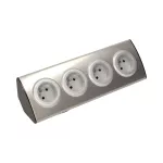 Gniazdo meblowe kuchenne 4x2P+Z, montaż na rzepy, INOX