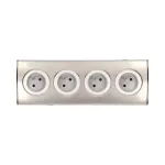 Gniazdo meblowe kuchenne 4x2P+Z, montaż na rzepy, INOX