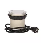 Gniazdo meblowe Ø10cm wysuwane z blatu z ładowarką USB i przewodem 1,5m, 3x2P+Z, 2xUSB (typ A, 2,1A)