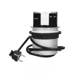 Gniazdo meblowe Ø10cm wysuwane z blatu z ładowarką USB i przewodem 1,5m, 3x2P+Z (Schuko), 2xUSB (typ A, 2,1A)