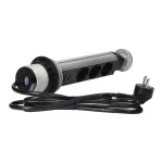 Gniazdo meblowe Ø6cm wysuwane z blatu z ładowarką USB, blokadą i przewodem 1,8m, 3x2P+Z (Schuko), 2xUSB (typ A, 2,1A)