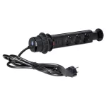 Gniazdo meblowe Ø6cm wysuwane z blatu z ładowarką USB, blokadą i przewodem 1,8m, 3x2P+Z (Schuko), 2xUSB (typ A, 2,1A), czarne