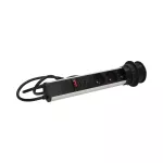 Gniazdo meblowe Ø6cm wysuwane z blatu z ładowarką USB, blokadą i przewodem 1,8m, 3x2P+Z, 2xUSB (typ A, 2,1A), INOX