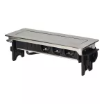 Gniazdo meblowe wpuszczane w blat w niklowanej obudowie z łądowarką USB i przewodem 1,8m, 3x2P+Z (Schuko), 2xUSB (typ A, 2,1A)