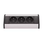 Gniazdo meblowe 3x2P+Z, czarno-srebrne
