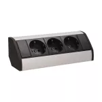 Gniazdo meblowe 3x2P+Z (Schuko), czarno-srebrne
