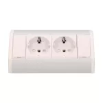 Gniazdo meblowe 2x2P+Z (Schuko), biało-srebrne
