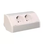Gniazdo meblowe 2x2P+Z (Schuko), biało-srebrne