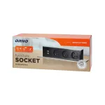 Gniazdo meblowe wysuwane z blatu z płaskim frezowanym rantem, ładowarką USB i przewodem 2m, 3x2P+Z, 2 x USB (typ A, 2,4A), 3x1,5mm2, czarno-srebrne, INOX