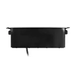 Gniazdo meblowe wysuwane z blatu z płaskim frezowanym rantem, ładowarką USB i przewodem 2m, 3x2P+Z, 2 x USB (typ A, 2,4A), 3x1,5mm2, czarno-srebrne, INOX
