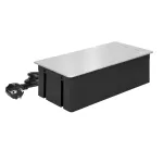 NOEN Kaseta meblowa wpuszczana w blat ze zintegrowaną ramką PCV na gniazda modułowe 3 x 45x45mm lub 6 x 22,5x45mm, przewód 1,5m, srebrne