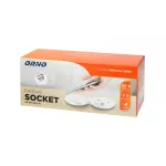 Gniazdo meblowe Ø8cm wpuszczane w blat z ładowarką indukcyjną, ładowarką USB, przelotką kablową i przewodem 2m, 1x2P+Z, 1xUSB 2,4A 5V, białe