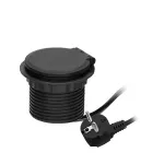 Gniazdo meblowe Ø8cm wpuszczane w blat z ładowarką indukcyjną, ładowarką USB z 2 gniazdami A i C, przelotką kablową i przewodem 1,8m, 1x2P+Z, 2xUSB (typ A + C, 2,4A), czarne