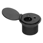 Gniazdo meblowe Ø8cm wpuszczane w blat z ładowarką indukcyjną, ładowarką USB z 2 gniazdami A i C, przelotką kablową i przewodem 1,8m, 1x2P+Z, 2xUSB (typ A + C, 2,4A), czarne
