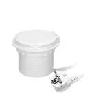 Gniazdo meblowe Ø8cm wpuszczane w blat z ładowarką indukcyjną, ładowarką USB z 2 gniazdami A i C, przelotką kablową i przewodem 1,8m, 1x2P+Z, 2xUSB (typ A + C, 2,4A), białe