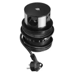 Gniazdo meblowe Ø10cm wysuwane z blatu z ładowarką indukcyjną, ładowarką USB i przewodem 1,5m, 3x2P+Z, Qi 1.2.4 max. 10W, USB A+C QC 3.0