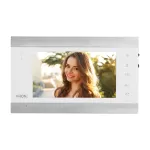 Zestaw wideodomofonowy, bezsłuchawkowy, monitor 7" LCD, menu OSD, WI-FI + APP na telefon, z gniazdem na kartę pamięci TF, z kamerą Full HD 1080p, szyfratorem i czytnikiem kart i breloków zbliżeniowych 13,56MHz, zasilacz wtyczkowy, biały, VIFIS Full HD