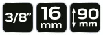 Klucz do świec 3/8", 16 x 90 mm