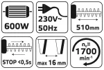 Nożyce do żywopłotu 600W, szerokość cięcia 450 mm