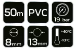 Przewód ciśnieniowy zbrojony 8 x 13 mm, 50 m
