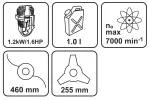 Kosa spalinowa 1.2kW, szerokość koszenia 255/460 mm