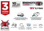 Szlifierka mimośrodowa Energy+ 18V, Li-Ion, stopa 125 mm, bez akumulatora