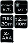 Dalmierz laserowy, zasięg 20 m