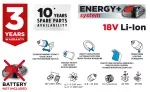 Wiertarko-wkrętarka akumulatorowa Energy+ 18V, Li-Ion, zdejmowany uchwyt 10 mm, bez akumulatora
